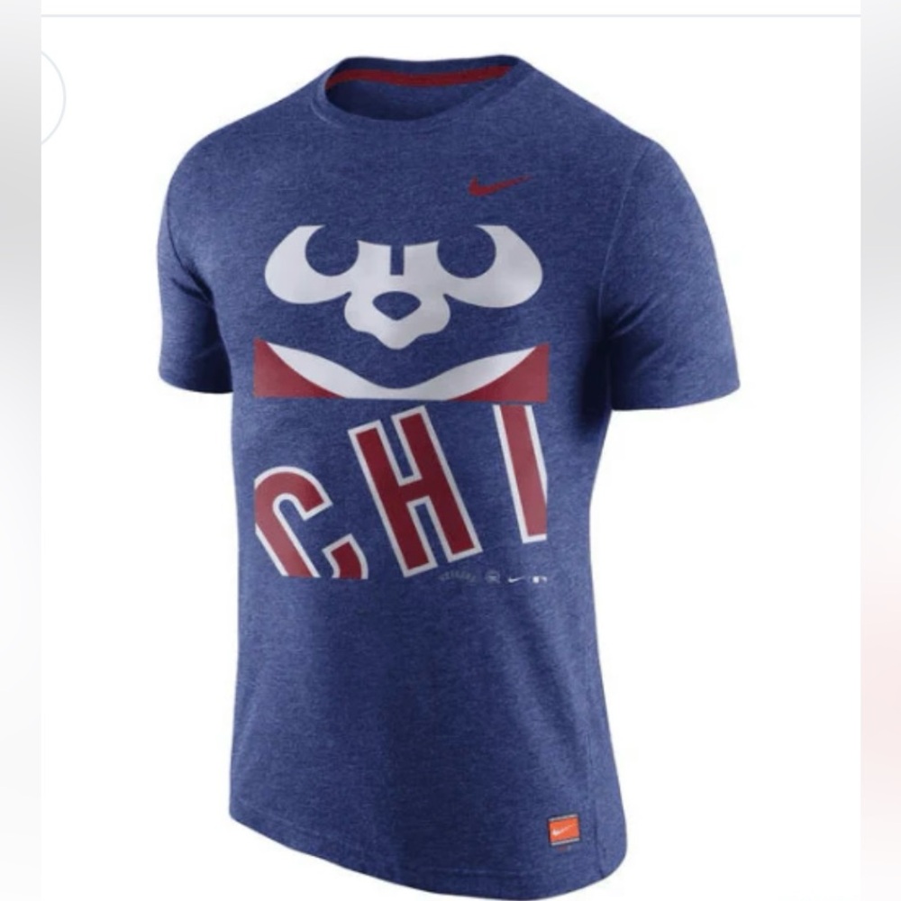 Men's Nike Heathered Royal Chicago Cubs Cooperstown Collection Logo Tri-Blend T